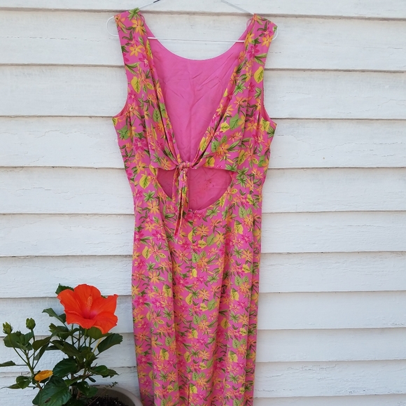 Vintage Floral Silk Dress - Picture 4 of 7